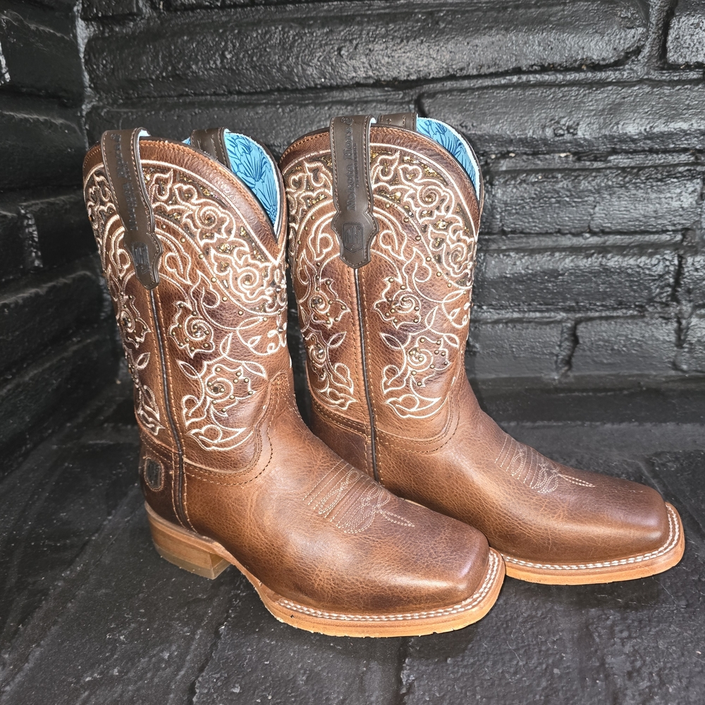 Nokota Horse Brown Embroidered Cowboy Boots